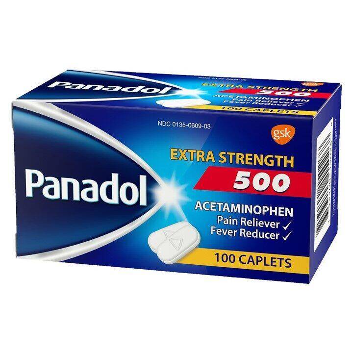 Panadol Extra Strength Pain Reliever & Fever Reducer — Acetaminophen 500 mg 100 caplets product package
