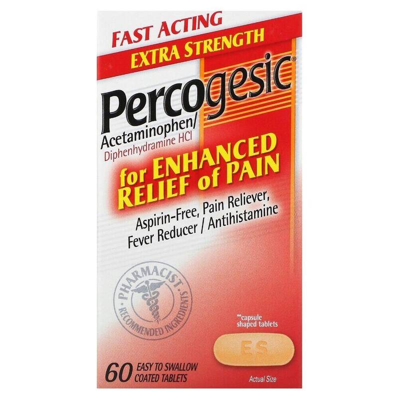 Percogesic Extra Strength Pain Reliever/Fever Reducer/Antihistamine Coated Tablets 60ct product package