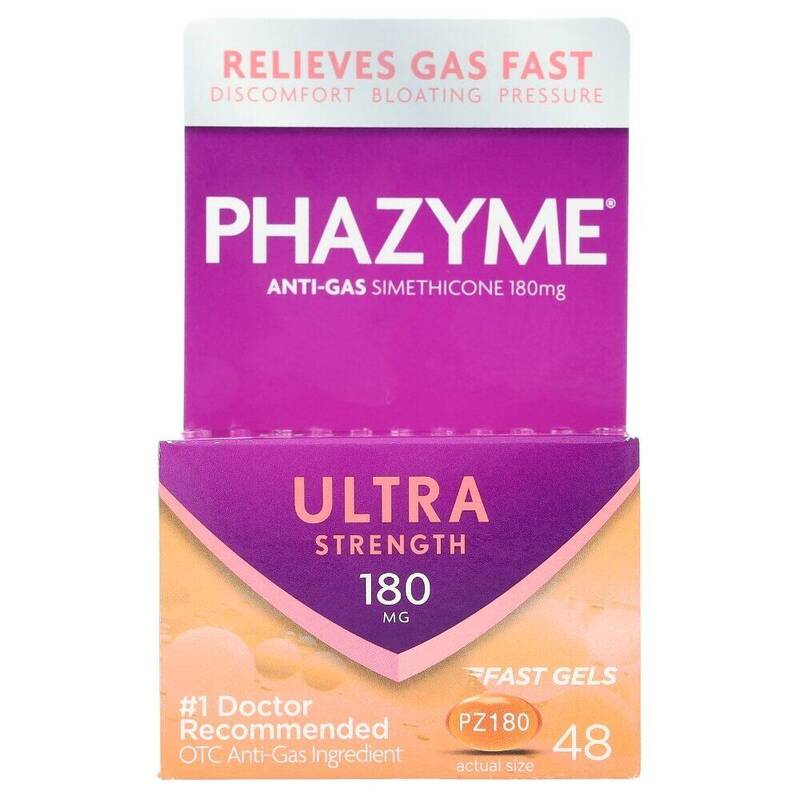 Phazyme Ultra Strength Anti-Gas Simethicone 180 mg Fast Gels 48ct product package