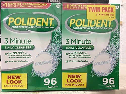 3 Minute Antibacterial Denture Cleanser Tablets — Twin Pack 2 × 96 ct (192 tablets total) product package