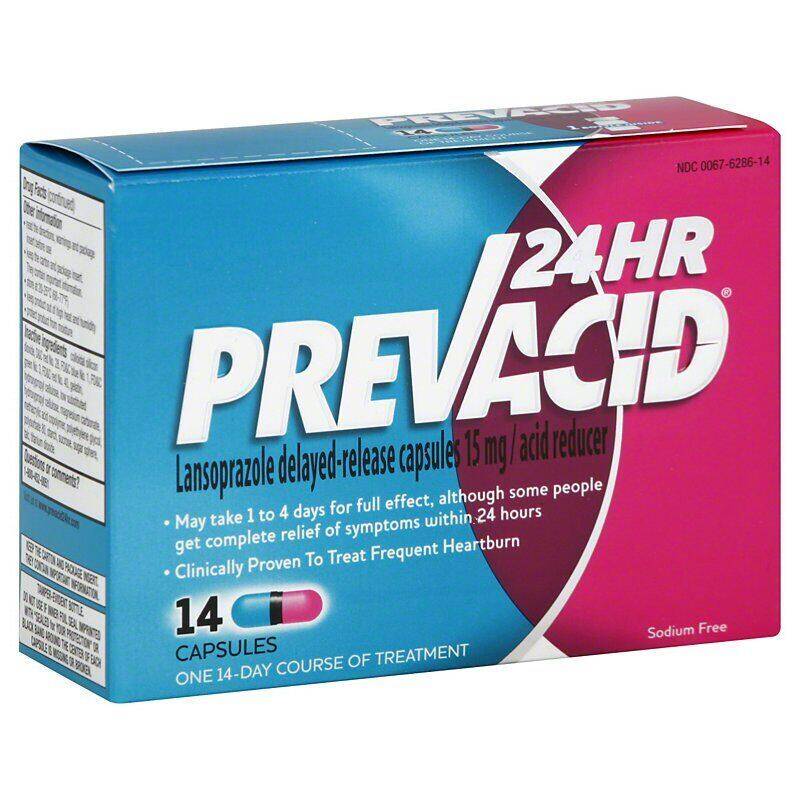 Prevacid 24HR Lansoprazole Delayed-Release Capsules 14 capsules, 15 mg product package