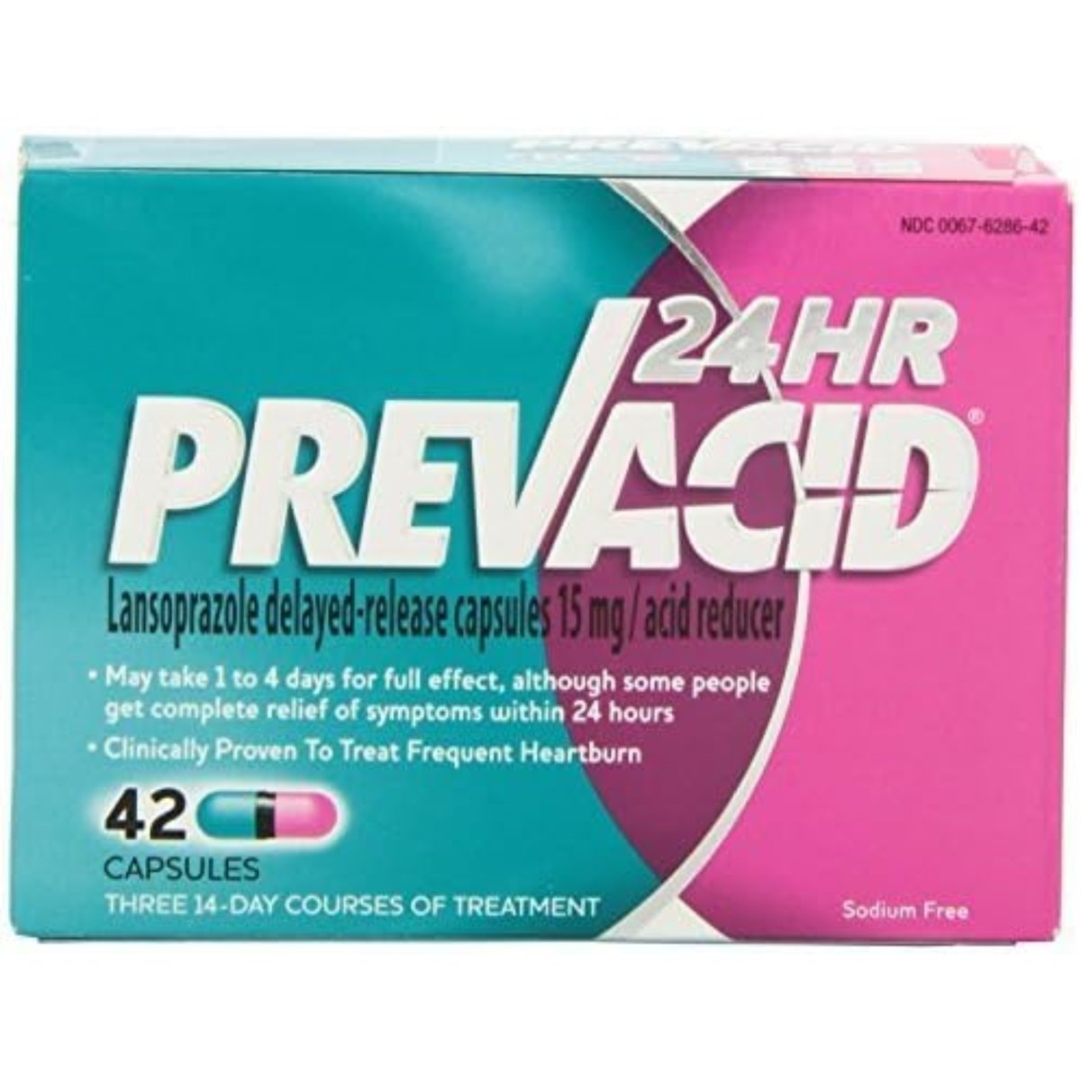 Prevacid 24HR Lansoprazole Delayed-Release Capsules 42 capsules, 15 mg product package