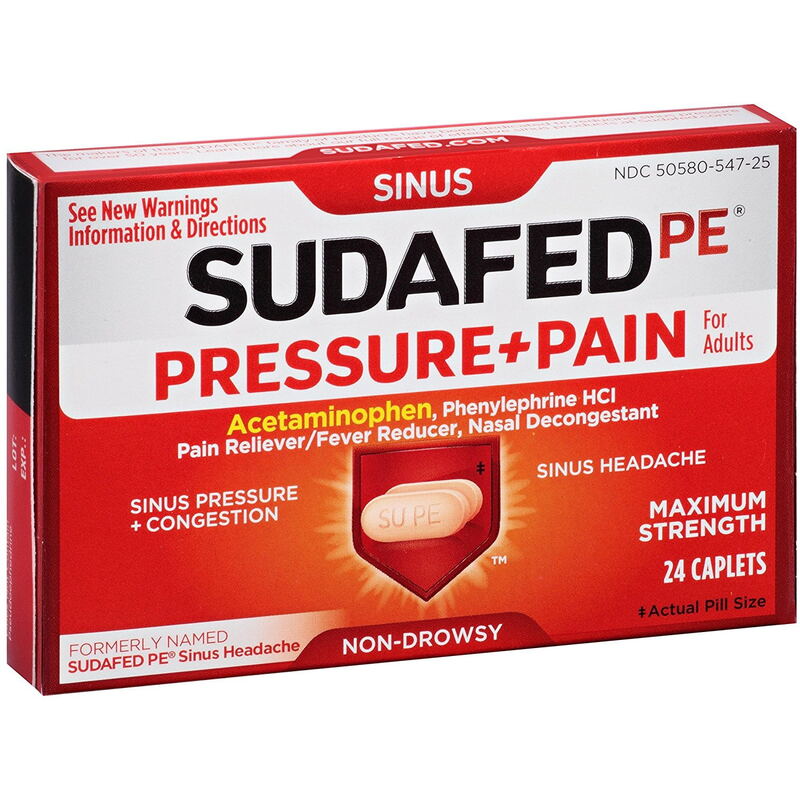 Sudafed PE Sinus Pressure + Pain, 24 Caplets 24ct product package