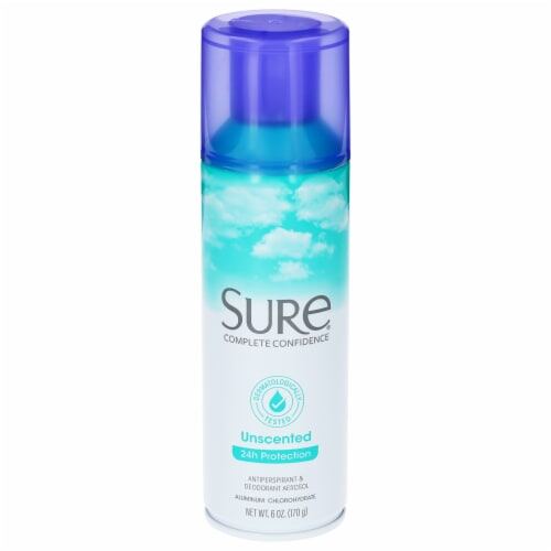 Sure Aerosol Antiperspirant & Deodorant, Unscented 6oz product package