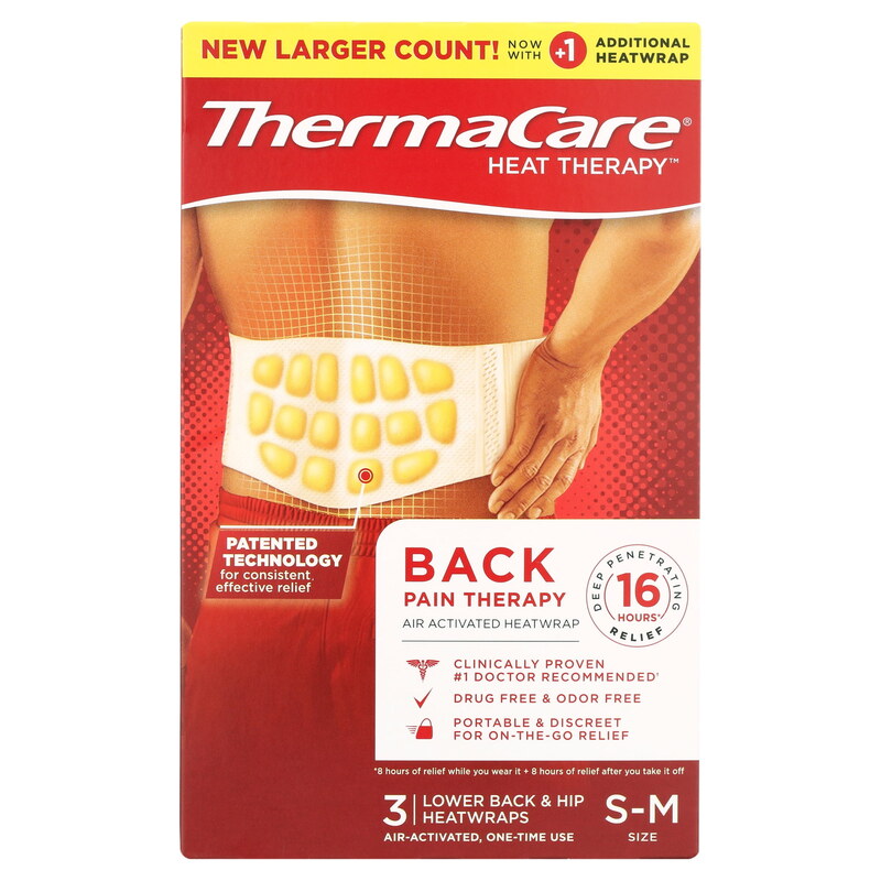 ThermaCare Lower Back & Hip Pain Therapy HeatWraps, Small/Medium 3ct product package