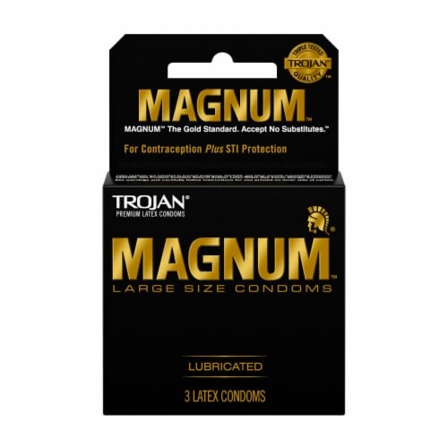 TROJAN Magnum Large Size Lubricated Condoms 3ct product package