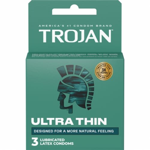 TROJAN Ultra Thin Lubricated Latex Condoms 3ct product package
