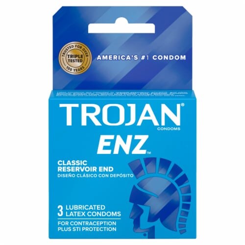 TROJAN ENZ Lubricated Latex Condoms 3ct product package