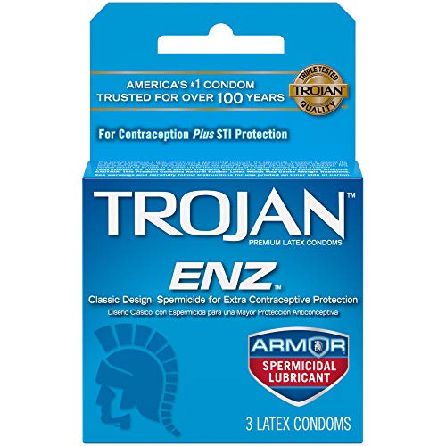 TROJAN ENZ Spermicidal Lubricated Latex Condoms 3ct product package