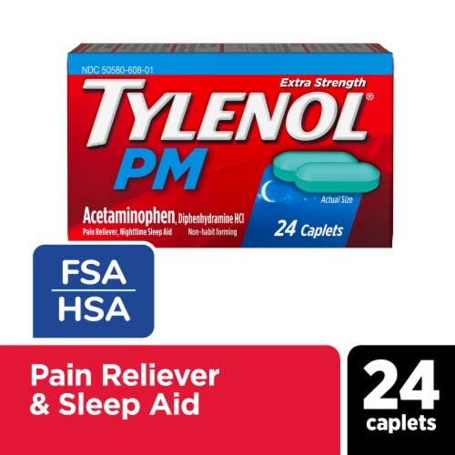 TYLENOL PM Extra Strength Pain Reliever & Sleep Aid Caplets 24ct product package