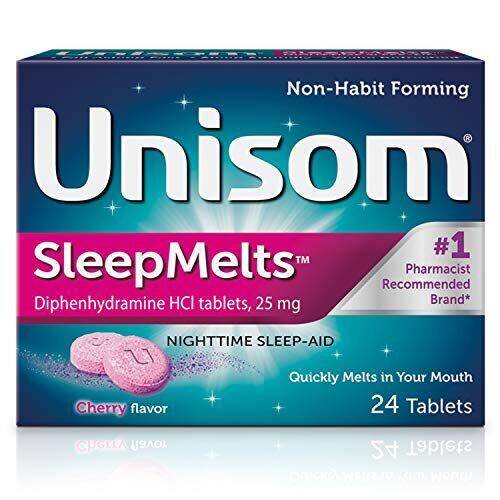 Unisom SleepMelts Nighttime Sleep-Aid, Diphenhydramine HCl 25 mg, Cherry Flavor 24 tablets product package