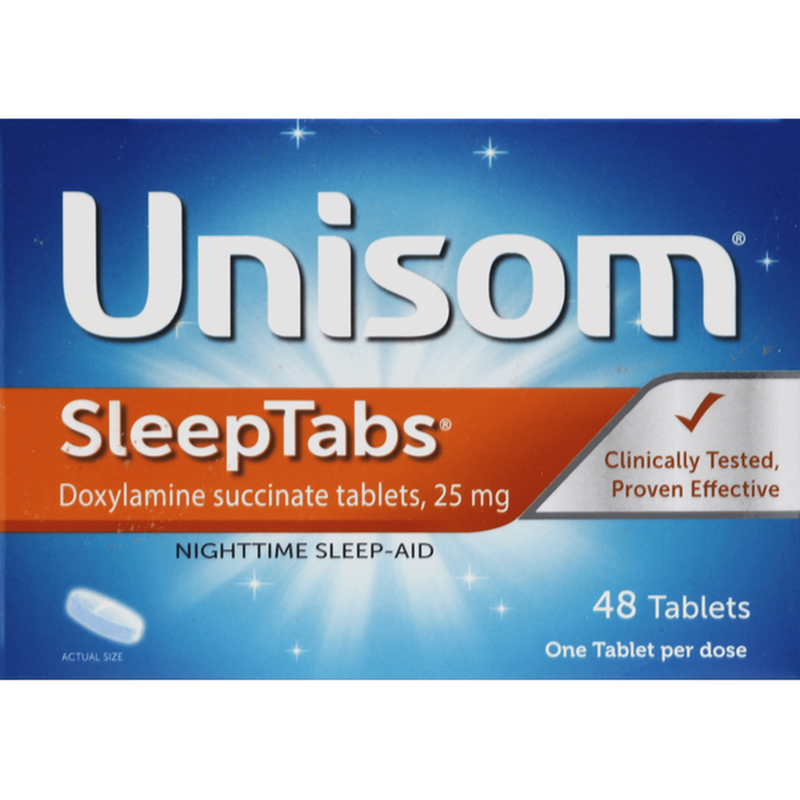 Unisom SleepTabs Nighttime Sleep-Aid, Doxylamine Succinate 25 mg 48 tablets product package