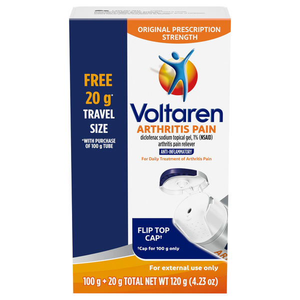 Voltaren Arthritis Pain Topical Gel, Diclofenac Sodium 1%, Bonus Travel Size 100 g + 20 g · 120 g total product package