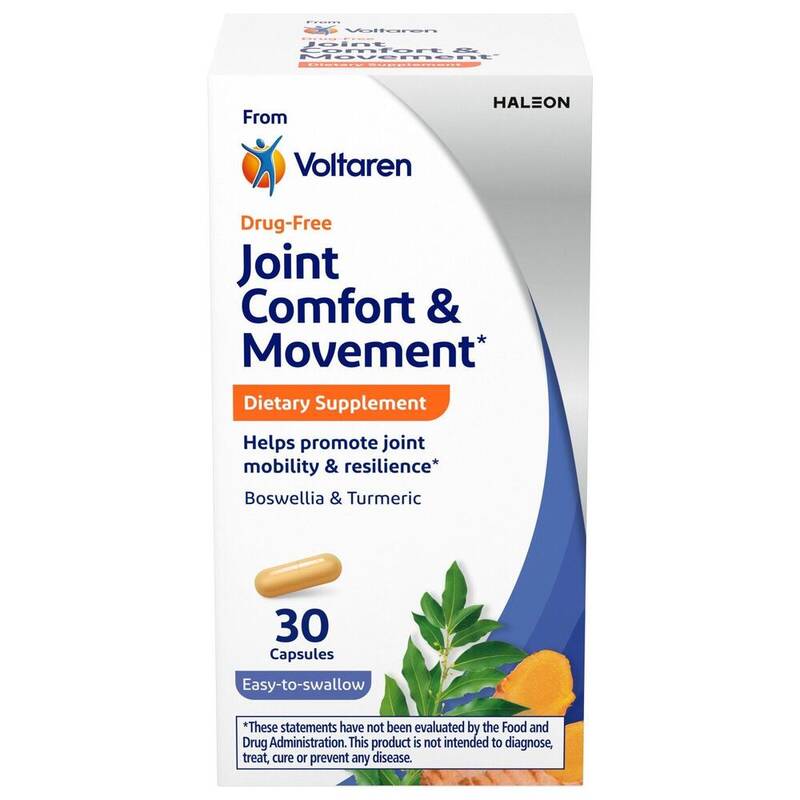 Voltaren Drug-Free Joint Comfort & Movement Dietary Supplement with Boswellia & Turmeric 30 capsules product package