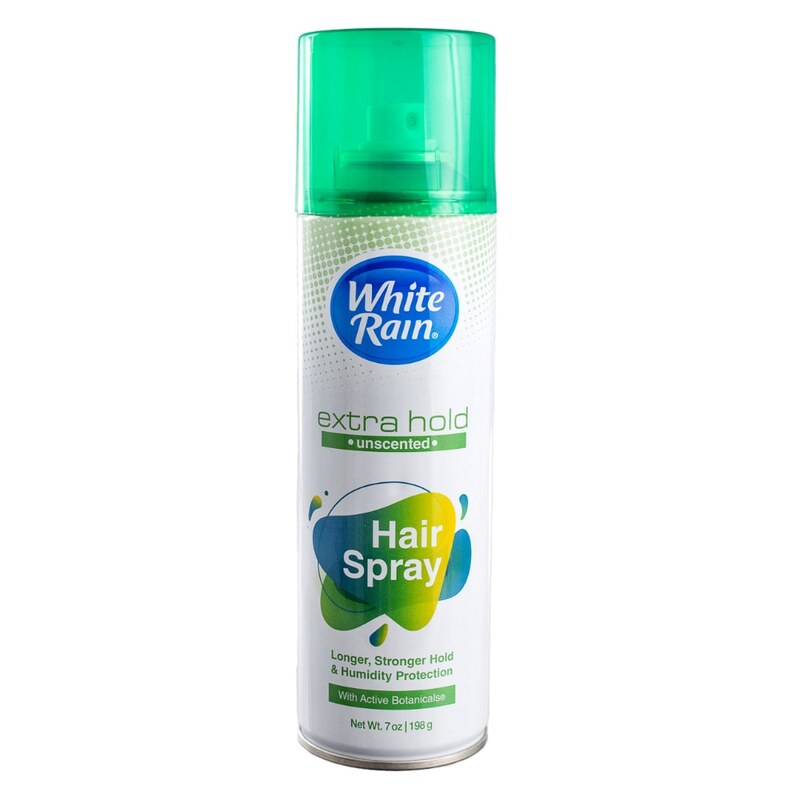 White Rain Extra Hold Aerosol Hair Spray, Unscented 7oz product package