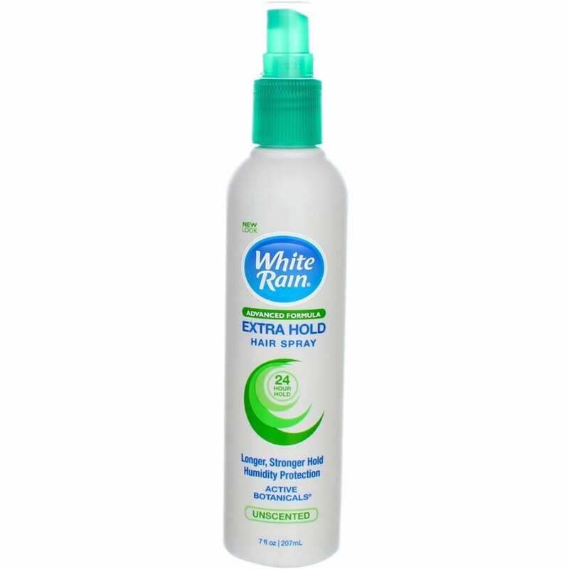 White Rain Extra Hold Non-Aerosol Hair Spray, Unscented 7oz product package
