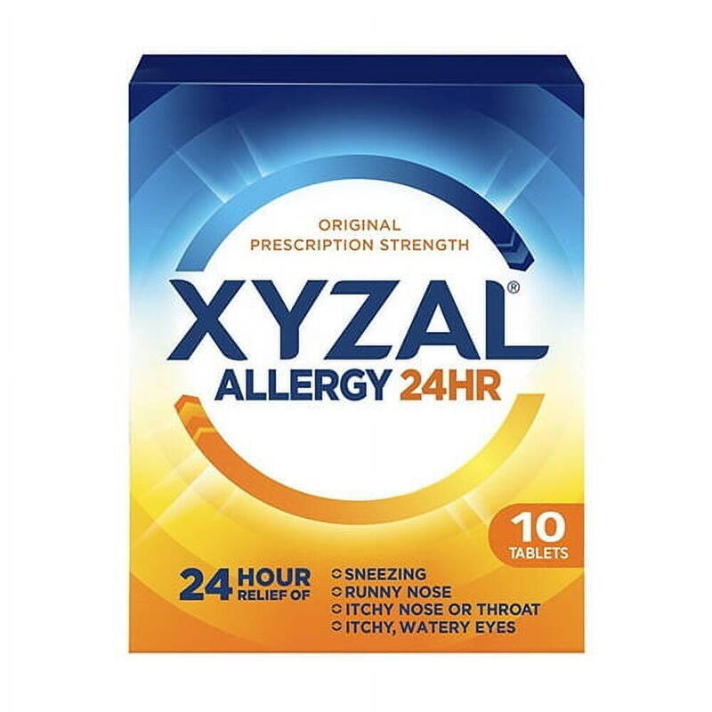 Xyzal Allergy 24HR Original Prescription Strength Tablets, Levocetirizine 5 mg 10 tablets product package