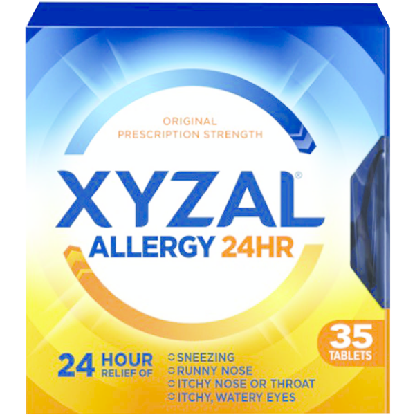 Xyzal Allergy 24HR Original Prescription Strength Tablets, Levocetirizine 5 mg 35 tablets product package