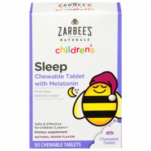 Zarbee's Children's Sleep Chewable Tablets with Melatonin, Natural Grape Flavor 50ct product package