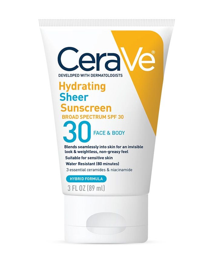 CeraVe Hydrating Sheer Sunscreen SPF 30 for Face & Body 3 oz product reference